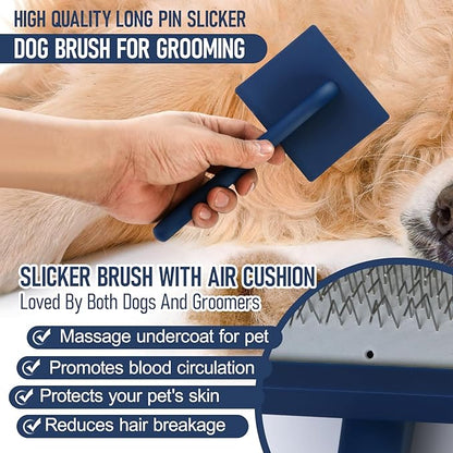 Dog Slicker Brush for Dogs- Pet Slicker Dog Brush for Golden Doodle & Poodle- Goldendoodle Dog Grooming Brush for Long Haired Dogs