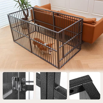 Dog Playpen - 32" Height Dog Pen, Heavy Duty Puppy Pen with Door, Safe & Sturdy, Easy Assemble for Indoor/Outdoor Pet Playpen (6 Panels with Door, Grey)