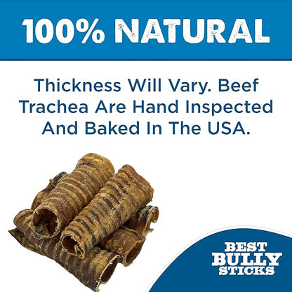 Best Bully Sticks Premium 6 Inch Beef Trachea Dog Chews (20 Pack) - All-Natural, Grain-Free, 100% Beef, Single-Ingredient Dog Treat Chew - Promotes Dental Health