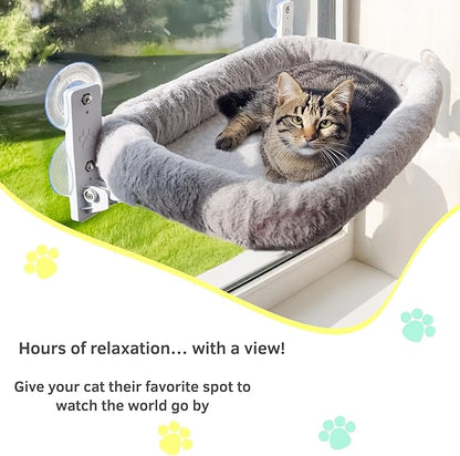 Cat Window Perch with Washable Cushion & Strong Suction – Stable & Cozy Cat Hammock for Window (Holds up to 40 lbs) – Durable Window Bed for Indoor Cats