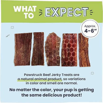 Pawstruck Premium Beef Jerky Dog Treat Chews, Medium 4"-6" Strips  Supports Hip & Joint Health, Rich in Glucosamine & Chondroitin, No Added Preservatives  25 Count