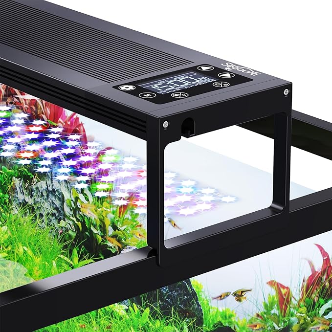 SEAOURA 24/7 LED Aquarium Light for 36-42 Inch Fish Tank, Auto On Off with Timer, 9 Colors, Adjustable Brightness, Daylight Moonlight Mode, Full Spectrum Fish Tank Light for Plants, 68W