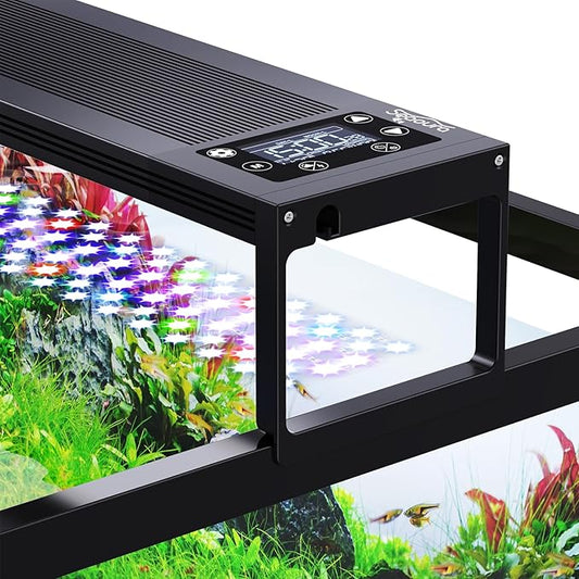 SEAOURA 24/7 LED Aquarium Light for 12-18 Inch Fish Tank, Fish Tank Light for Plants, Auto On Off with Timer, 9 Colors, Adjustable Brightness, Daylight & Moonlight, DIY and Nature Weather Mode, 20W