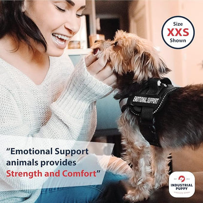 Emotional Support Dog Vest Harness with Reflective Straps, Interchangeable Patches, & Top Handle - ESA Dog Vest in 8 Sizes - Heavy Duty Emotional Support Dog Harness for Working Dogs (Black, Large)