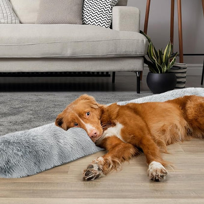 HOMBYS Extra Large Dog Pillow 35x6 Inches with Moldable Function for Latge & Medium Dogs, Soft Faux Fur Dog Neck Pillow for Anxiety Relief, Oversized Pet Calming Pillow for Dogs, Cats-Washable