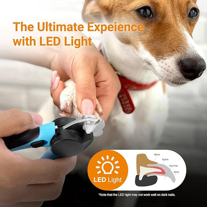 Dog Nail Clipper with Light, Illuminates Nail Clipper Kit or Bloodline for Safe, Easy Trimmers, Extra Sharp for Thick Nails, Quick Sensor, Avoid Over Cutting Toenail, for Cats & Dogs