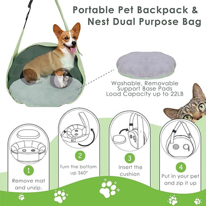 Small Dog Carrier Sling and Pet Nest, Soft-Sided Pet Sling Carrier with Thick Padded, Reversible Puppy Pouch with Breathable Mesh, Adjustable Strap, Dual-use Dog/Cat Travel Bag/Bed for Outdoor（5-22lb）