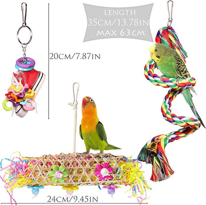 Parakeet Bird Shredding Toys, Cockatiel Loofah Foraging Toys Shredder Chewing Toy for Conures, Love Birds, Budgie, Small Parrots