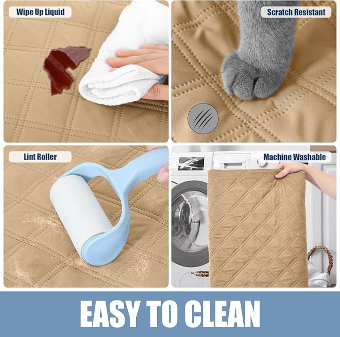 Smiry Waterproof Dog Blanket, Reversible Dog Bed Cover Pet Blanket, Soft Couch Cover for Dogs Washable, Bed Couch Sofa Furniture Protector for Puppy Cat Kids (82"x102", Camel/Beige)