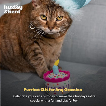 Huxley & Kent Plush Cat Toy - Interactive Catnip Toy for Cats & Kittens - Soft with Crinkle & Catnip - Fun Indoor Play - Mewow Cake