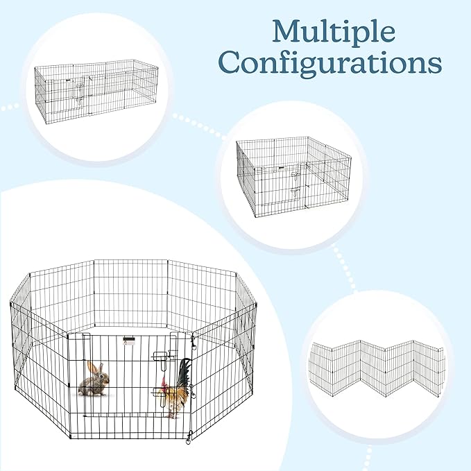 Puppy Playpen - Foldable Metal Exercise Enclosure with Eight 24-Inch Panels - Indoor/Outdoor Fence for Dogs, Cats, or Small Animals by PETMAKER