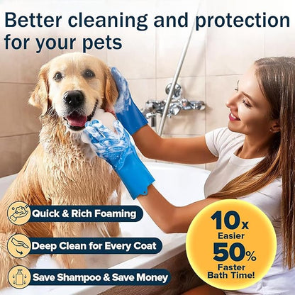 6PCS Pet Grooming Kit for Dogs & Cats - Dog Bath Gloves with Silicone Massage Brush, Gentle Washing Supplies for Shedding, Bathing, and Teeth Cleaning | Hypoallergenic & Waterproof Design