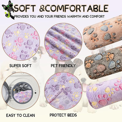 Dog Blankets for Dogs, Large Blanket Medium Blanket Dog Cat Soft Fuzzy Blankets Washable,Comfort Flannel,Fuzzy Soft Blankets for Dogs,Pet Blanket,Reversible Cow Print,41 x 31 inchï¼_ark Blue