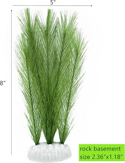 M2cbridge Fish Tank Artificial Silk Green Water Plants Aquarium Decor Soft Grass 3 Pack,8"