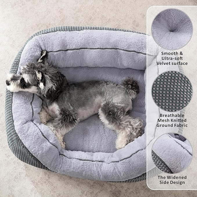INVENHO Small Dog Bed for Small Dogs, Cat Beds for Indoor Cats Washable, Orthopedic Dog Bed, Warming Soft Calming Sleeping Puppy Bed Durable Pet Bed with Anti-Slip Bottom S(20"x19"x6")