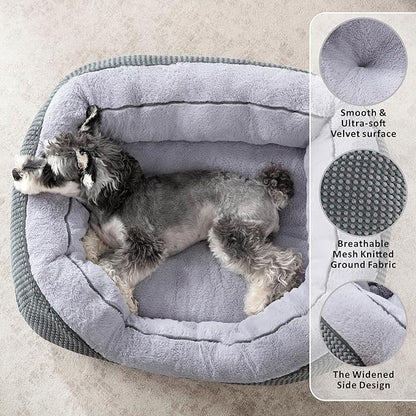 INVENHO Small Dog Bed for Small Dogs, Cat Beds for Indoor Cats Washable, Orthopedic Dog Bed, Warming Soft Calming Sleeping Puppy Bed Durable Pet Bed with Anti-Slip Bottom S(20"x19"x6")