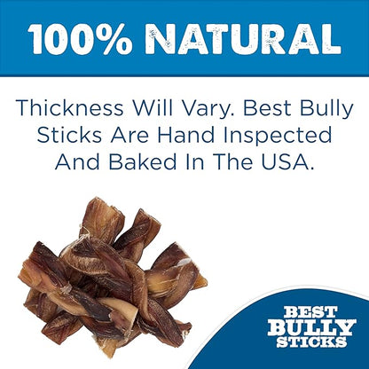 Best Bully Sticks 4-5 Inch Braided Bully Sticks - 1 lb (Pack of 1) - Natural, Easily Digestible, Limited Ingredient, Rawhide Alternative, Free-Range Grass-Fed