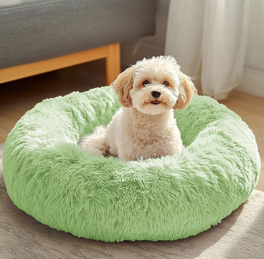 JOLLYVOGUE Dog Beds, Calming Small Dog Bed, Anti-Anxiety Dog Bed for Small Dogs, Fluffy Donut Dog Bed, Cozy Dog Cat Cushion Bed for Small Medium Dogs (24")