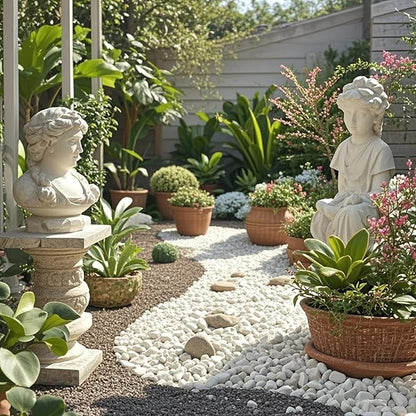 White Natural River Rocks, 2-3.5 Inch Decorative Stones for Plants, Garden, and Landscaping – 40LB, Ideal for Fish Tanks, Vases, Crafting, Home Decor, and Outdoor Landscaping