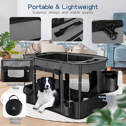 Dog Playpen,Pet Playpen,Foldable Puppy Cat Playpen,Portable Exercise Kennel Tent Crate,Water-Resistant Breathable Shade Cover,Indoor Outdoor Travel Camping Use for Small Animals with Carrying Case(M)