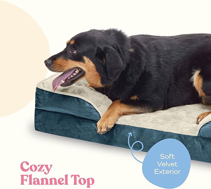 Orthopedic Sofa Dog Bed - Ultra Comfortable Dog Beds for Medium Dogs - Breathable & Waterproof Pet Bed- Egg Foam Sofa Bed with Extra Head and Neck Support - Removable Washable Cover & Nonslip Bottom.