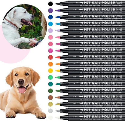 Dog Nail Polish, Dog Birthday Gift, 18 Colors Dog Nail Polish Pen Quick Dry, Safe for Dogs, Non-Toxic, Odorless, Easy to Apply with Brush Tip, Pet Nail Decoration, Gifts for Dog Lovers