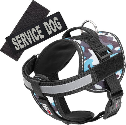 Dogline Unimax Service Dog Harness Vest with Removable Service Dog Patches Adjustable Straps Breathable Neoprene for Medical Identification Training Dogs Girth 36 to 46 in Blue Camo