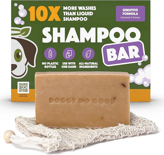 Doggy Do Good Sensitive Shampoo Bar Itchy Skin Relief, Oatmeal & Honey Dog Soap for Allergies and Itching, All Natural Dog Shampoo, Hypoallergenic, Equals 30 oz Shampoo
