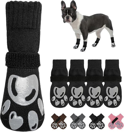 BEAUTYZOO Dog Socks, Non Slip Dog Socks to Prevent Licking Paws -Dog Shoes for Hot/Cold Pavement, Dog Boots & Paw Protectors, Dog Booties for Hardwood Floors, Small Medium Large Senior Dogs