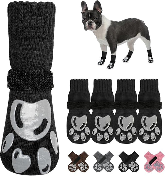 BEAUTYZOO Dog Socks, Non Slip Dog Socks to Prevent Licking Paws -Dog Shoes for Hot/Cold Pavement, Dog Boots & Paw Protectors, Dog Booties for Hardwood Floors, Small Medium Large Senior Dogs