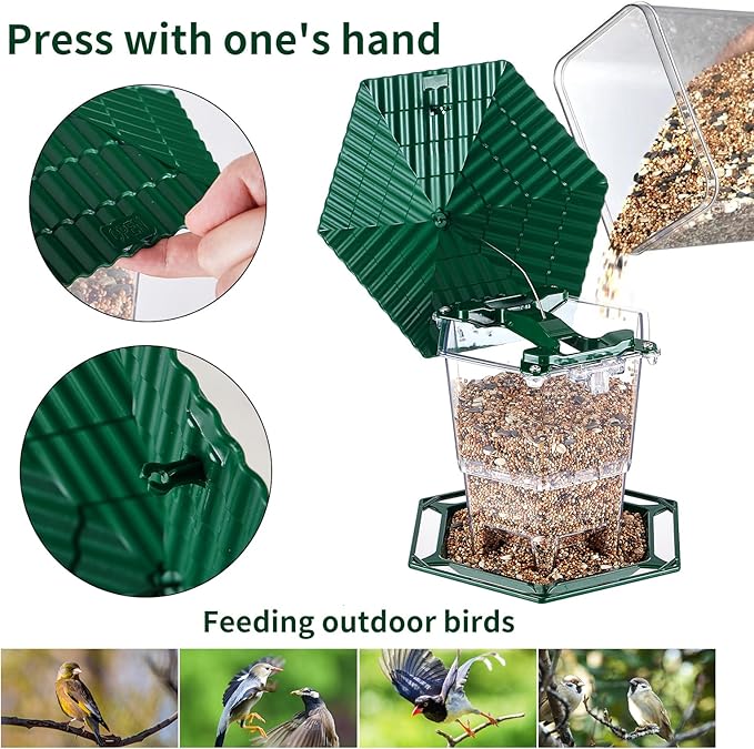 Bird Feeders for Outdoors Hanging Bird Feeder Wild Birds Seed, Green 2 Pack B