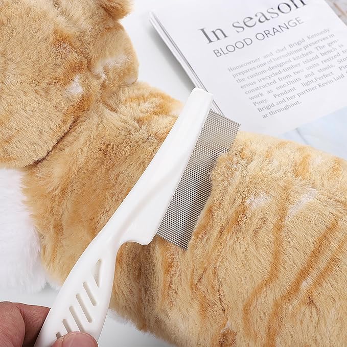 2 Pcs Dog Hair Comb Pet Grooming Combs for Flea and Tear Stain Removal Multifunctional Stainless Steel Comb Dematting Tool for Dogs and Cats Body