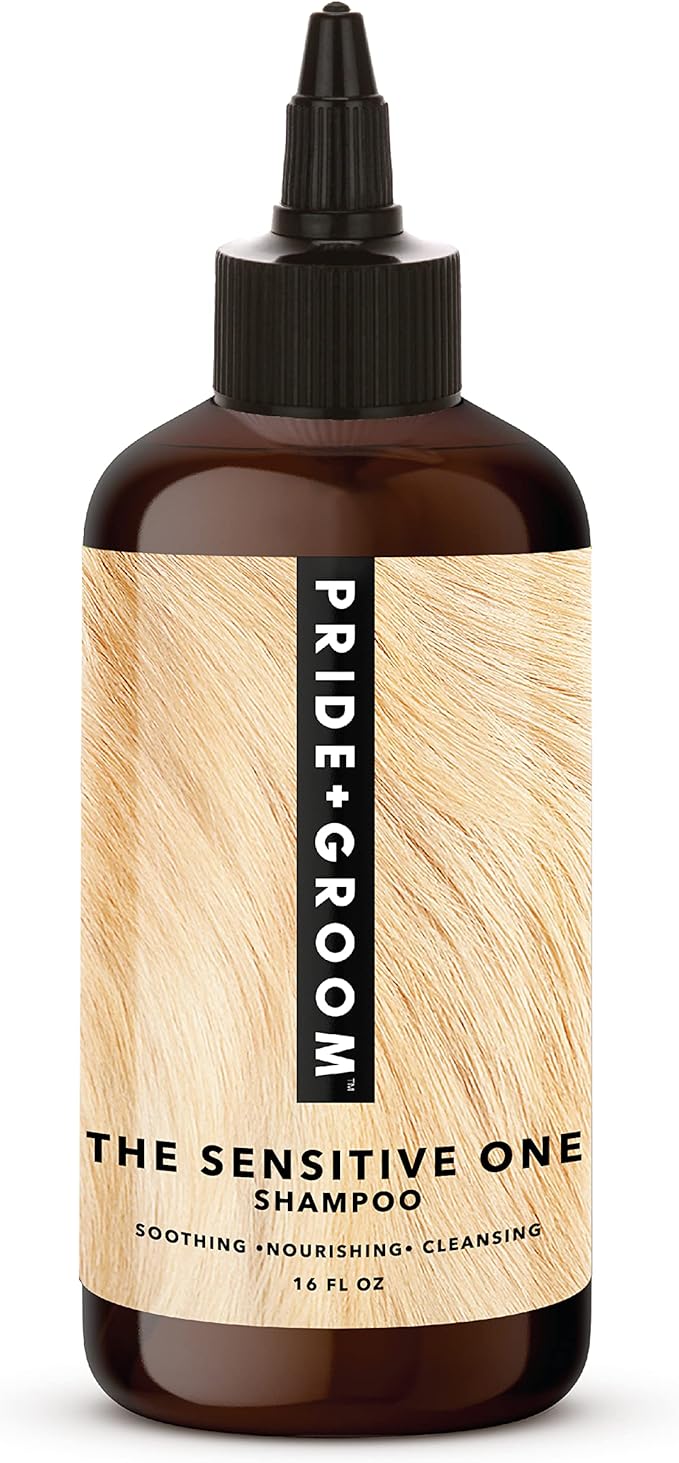 Pride and Groom The Sensitive One Dog Shampoo  All Natural Blend of Essential Oils & Gentle Ingredients for Puppies & Dogs with Sensitive Skin & Coats to Soothe and Regulate Skin & Follicles  16oz