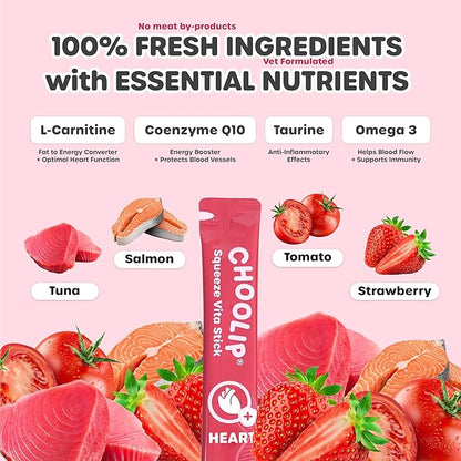 Squeeze Vita Stick Lickable Cat and Dog Treats – 49-Count Heart Support Sticks with Multivitamins, Soft Squeezable Paste for All Life Stages, Supporting Heart Health