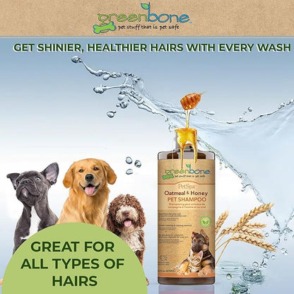 Pet Spa Oatmeal & Honey Dog Shampoo - Calming, Soothing, Gentle Grooming Solution, 33 fl oz, Safe & Natural Formula
