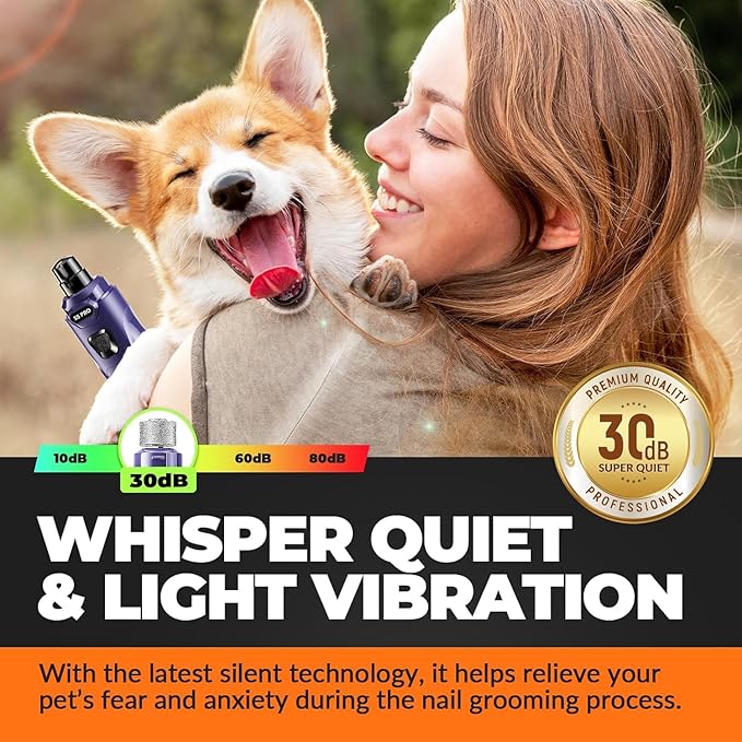 Dog Nail Grinder with 2 LED Lights Powerful 2 Speeds Super Quiet Dog Nail Trimmers with 3 Grinding Wheels Rechargeable Pet Dog Nail Clippers for Large Medium Puppy Dogs Nail File Cat Nail Clipper Blue