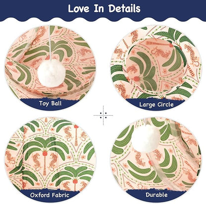 Tempcore Pet Cat Tunnel Tube Cat Toys 3 Way Collapsible, Cat Tunnels for Indoor Cats，Kitty Tunnel Bored Pet Toys Peek Hole Toy Ball Puppy, Kitty, Kitten, Rabbit Khaki Coconut Tree