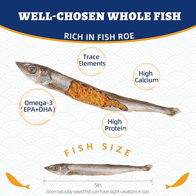 Just Try 10.58 oz Freeze Dried Dog Treats Capelin Fish Raw Single Ingredient Cat Treats High Protein Training Treats Pet Snacks Omega 3 for Skin Coat Health