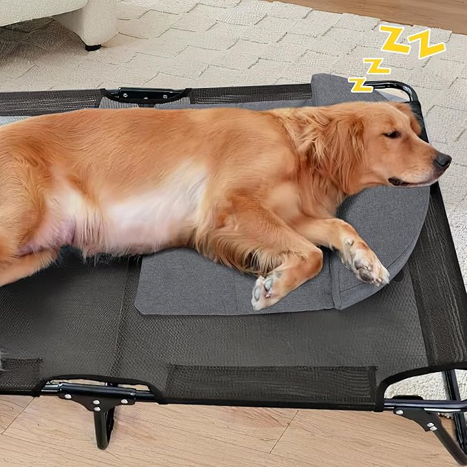 Dog Pillow Benefit for Cervical Vertebra/Neck -Dog Calming Pillow for Soothing Joints and Improving Sleep, Arched Dog Bed Pillow with Sponge Support, Washable for Large Dogs, L