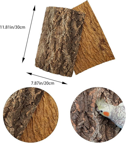 4 Pack Cork Bark Perch for Bird, 11.8 _ 7.9 inch Natural Parrot Chewing Toys, Birdcage Background Decor Accessories, Bark Toy for Budgie Parakeet Cockatiel Lovebirds Conures Hamster Guinea Pig Rat