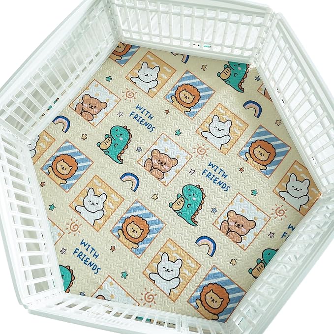 36'' Wide Hexagonal Dog Pen Urine Pad Dog Urine Pad Puppy Pad, [PLAYPEN Not Included!] Reusable Whelping Playpen Crate Reusable Washable Pet Mattress Pads Pet Training Pads, white (JWXQS-011)