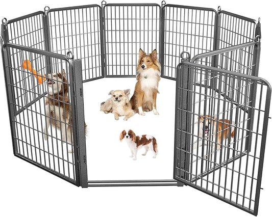 Dog Playpen with Extra Large Door Dog Fence Outdoor for Yard Indoor Dog Pen 40inch 10 Panels Dog Pens Outside Anti-Rust Pet Fence Portable Dog Fence for RV Camping Yard