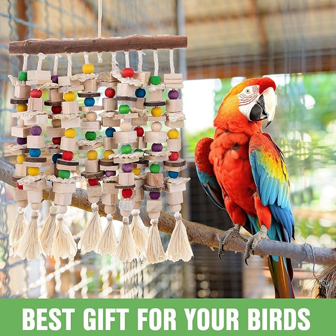 Large Bird Parrot Toys,Multicolored Natural Macaws Toy Bird Chewing Toy for Cokatoos African Grey and Large Medium Birds