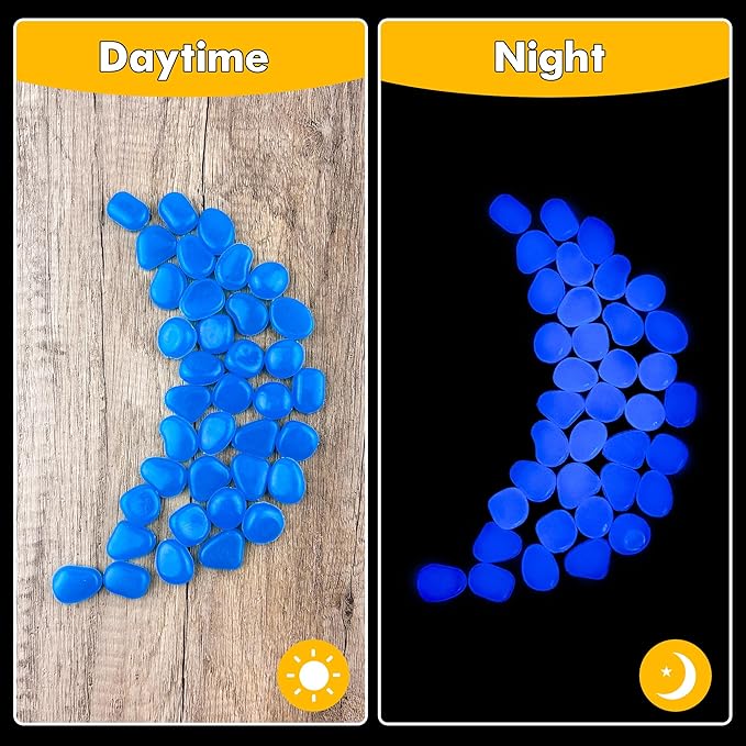 Glow in The Dark Fish Tank Rocks,Blue Glowing Rocks Stones Resin Glow in Dark Pebbles for Outdoor Garden, Fish Tank, Aquarium, Landscaping,Driveway Decoration,11 oz