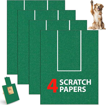 4 PCS Premier Self-Adhesive Sandpaper14.55x10.39 inch, 80 Grit  Dog Nail Scratch Pad Replacement Paper _andpaper for Dog Nail Scratch Board with Treat Box (Green)