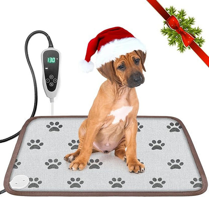 Pet Heating Pad 22x18 in Cat Heating Pads for Cats Waterproof Smart Thermostat Switch, Adjustable Heated Cat Bed, Adding Wire Rope Wires Cat Warming Pad-Paw Print