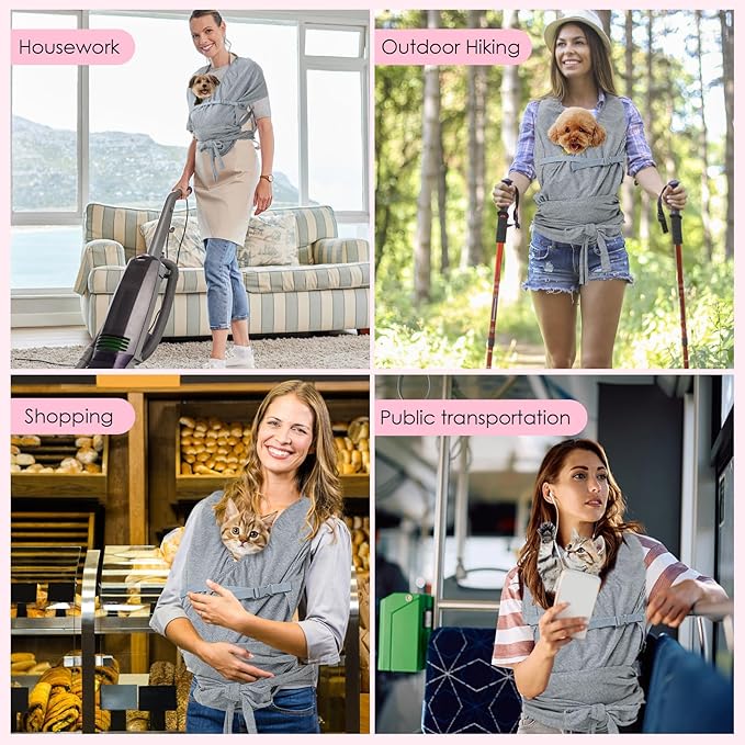 Dog Sling Carrier for Small Dogs, Front Dog Carrier, Anti-Anxiety Cat Sling, Puppy Pouch, Small Dog Carrier, Hands Free, Size Adjustable Shoulder Pet Carrier, Reducing Back Pain