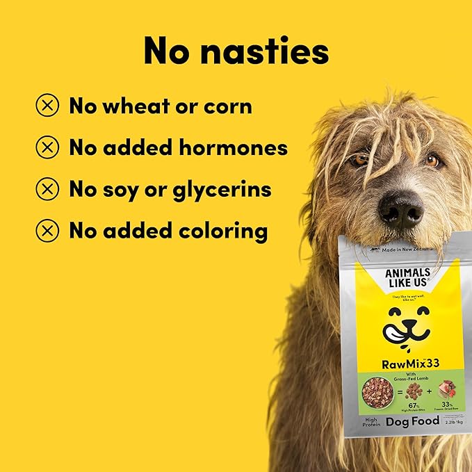 RawMix33 Premium Freeze-Dried Raw Grass-Fed Lamb Recipe Dog Food, Protein Rich, Includes Kibble, Non-GMO, No Wheat or Corn, 2.2 lbs