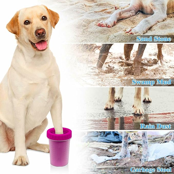 2 Pack Portable Dog Paw Cleaner, Washer, Buddy Muddy Pet Foot Cleaner for Medium Breed Dogs and Cats, Pink