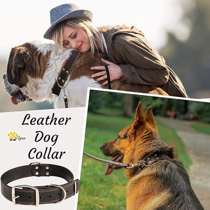 ADITYNA Heavy Duty Leather Dog Collar for Extra-Large Dogs - Soft and Strong Leather Dog Collar for XL Dog Breeds (Extra-Large: Fit 22" - 30" Neck, Black)